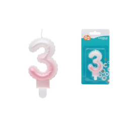 Świeczka Cyfra3 ombre perła biał-róż SF-PBR3 75226