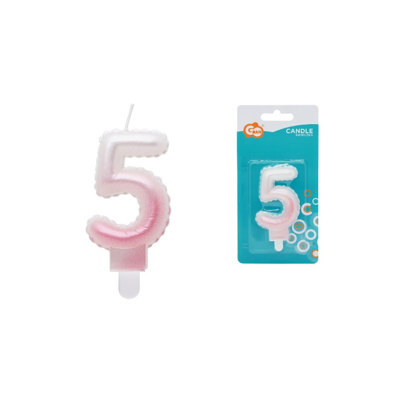 Świeczka Cyfra5 ombre perła biał-róż SF-PBR5 75264