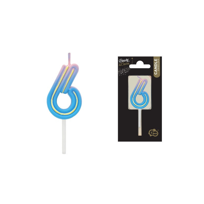 Świeczka Cyfra6 B_C neon 7C-SCN6 62110