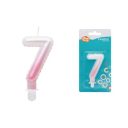 Świeczka Cyfra7 ombre perła biał-róż SF-PBR7 75301