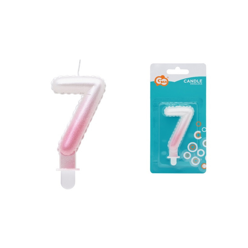 Świeczka Cyfra7 ombre perła biał-róż SF-PBR7 75301