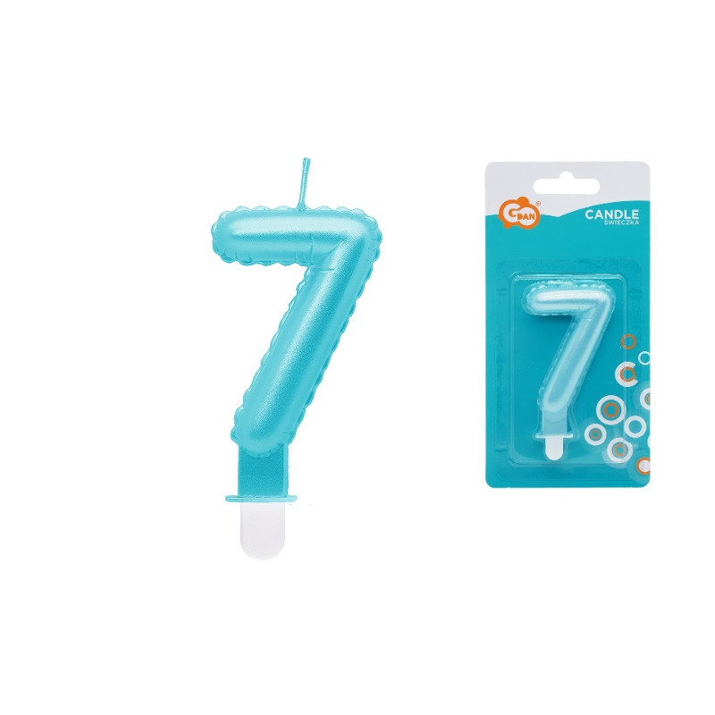 Świeczka Cyfra7 perła j.niebieska SF-PJN7 74090