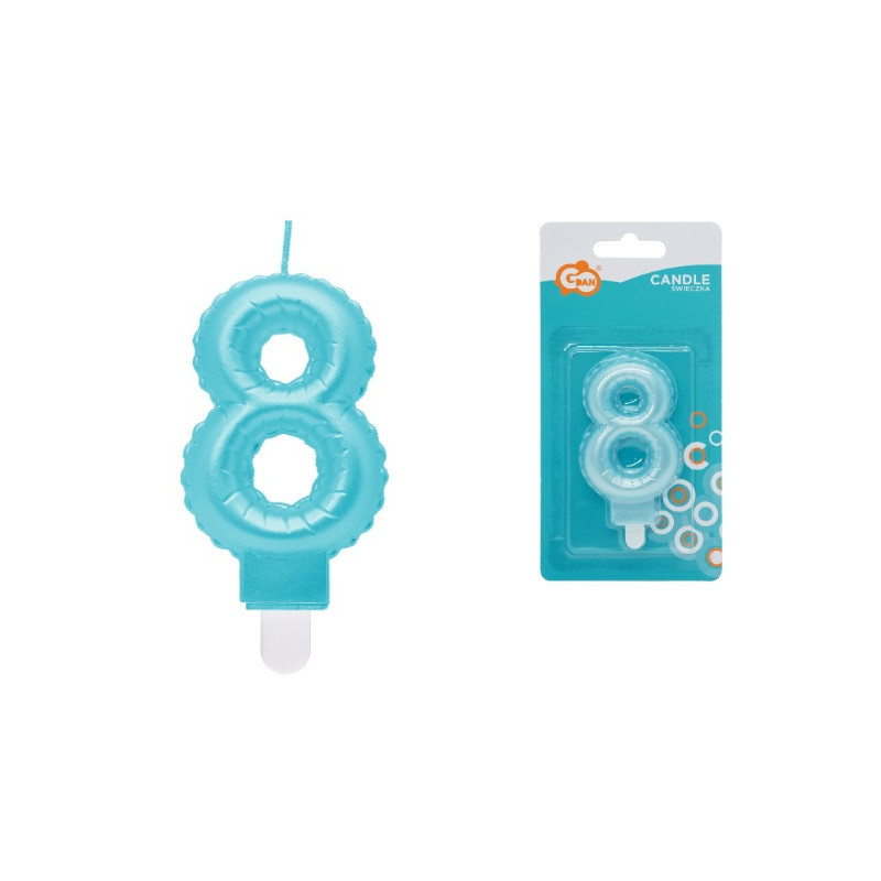 Świeczka Cyfra8 perła j.niebieska SF-PJN8 74113