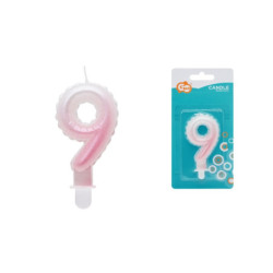 Świeczka Cyfra9 ombre perła biał-róż SF-PBR9 75349