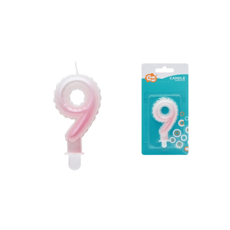 Świeczka Cyfra9 ombre perła biał-róż SF-PBR9 75349