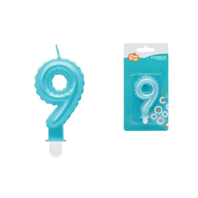 Świeczka Cyfra9 perła j.niebieska SF-PJN9 74137