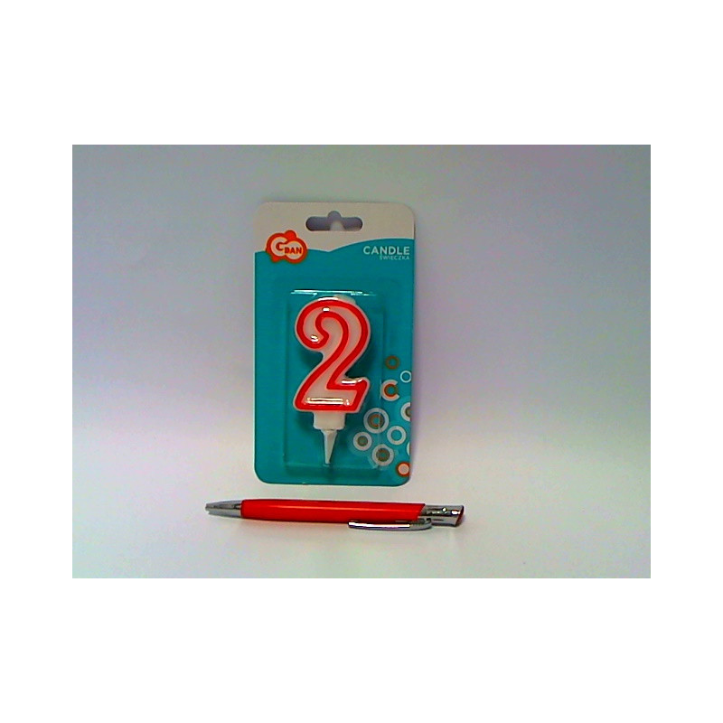 Świeczka czerw.kontur Cyferka2 7cm PF-SCC/2 99982