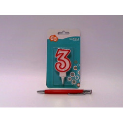 Świeczka czerw.kontur Cyferka3 7cm PF-SCC/3 99999