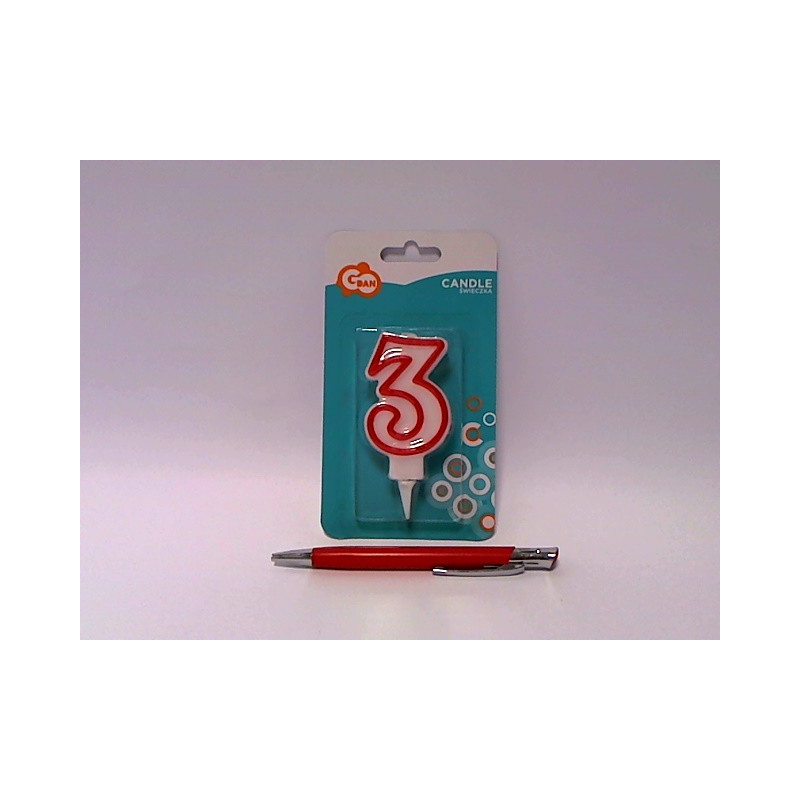 Świeczka czerw.kontur Cyferka3 7cm PF-SCC/3 99999