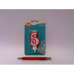 Świeczka czerw.kontur Cyferka5 7cm PF-SCC/5 49031