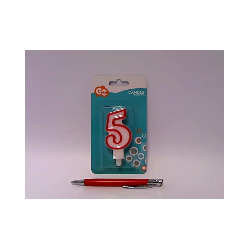 Świeczka czerw.kontur Cyferka5 7cm PF-SCC/5 49031