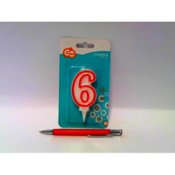 Świeczka czerw.kontur Cyferka6 7cm PFSCC/6 49048