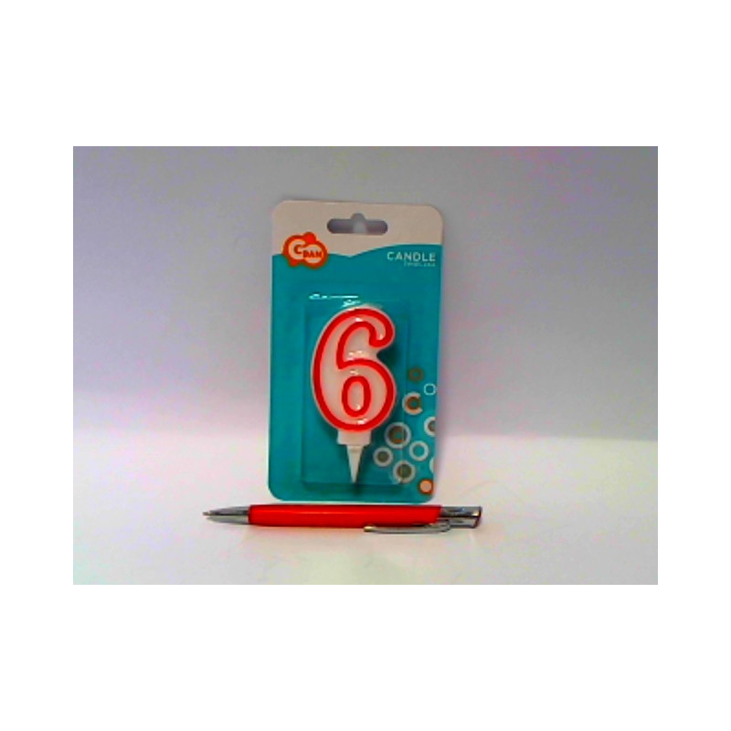 Świeczka czerw.kontur Cyferka6 7cm PFSCC/6 49048