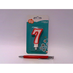 Świeczka czerw.kontur Cyferka7 7cm NO200R/7 49055