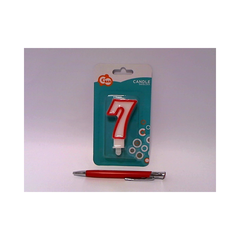 Świeczka czerw.kontur Cyferka7 7cm NO200R/7 49055