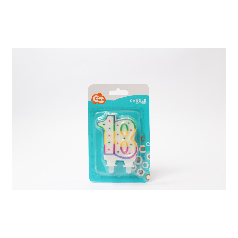 Świeczka kropeczki Cyferka18 8cm PF-SCK18 30647