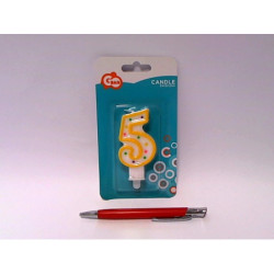 Świeczka kropeczki Cyferka5 7,5cm PF-SCK5 94946