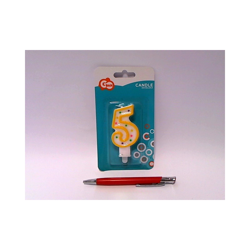 Świeczka kropeczki Cyferka5 7,5cm PF-SCK5 94946