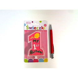 Świeczka My Ist Birthday róż SWMIR-MM 82936.