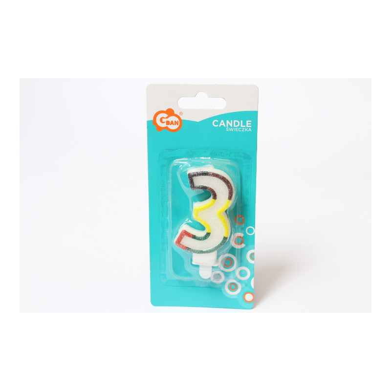 Świeczka z brokatem Cyferka3 SW-CBR3 01206
