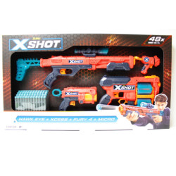 ZURU X-SHOT Excel Hawk+Xcess+Fury4+...36585 47540