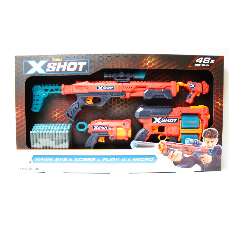 ZURU X-SHOT Excel Hawk+Xcess+Fury4+...36585 47540