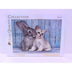 CLE puzzle 500 HQC Królik i kot 35004