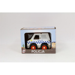 Drewniane auto z oponami Policja D-134 41349
