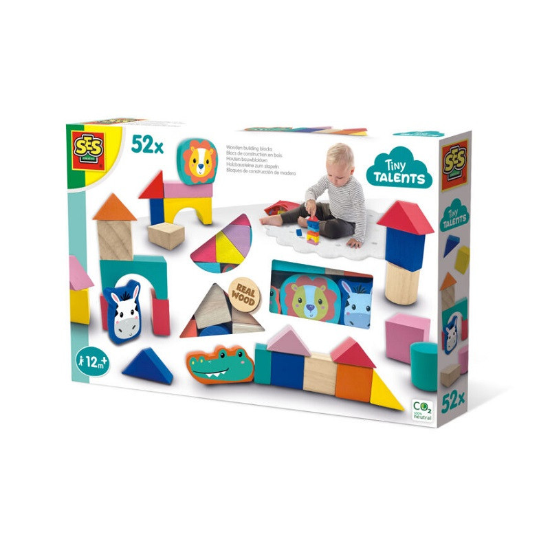 SES Drewniane klocki kolorowe 52szt.13143 31432