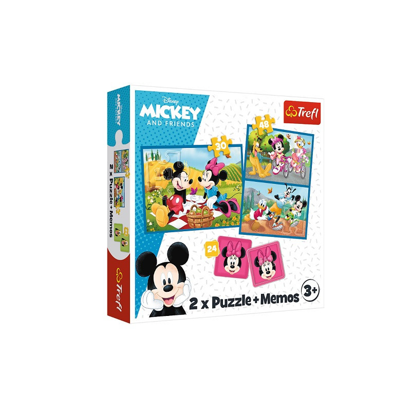 PUZZLE 2w1+memos Poznaj bohaterów Disney 93344