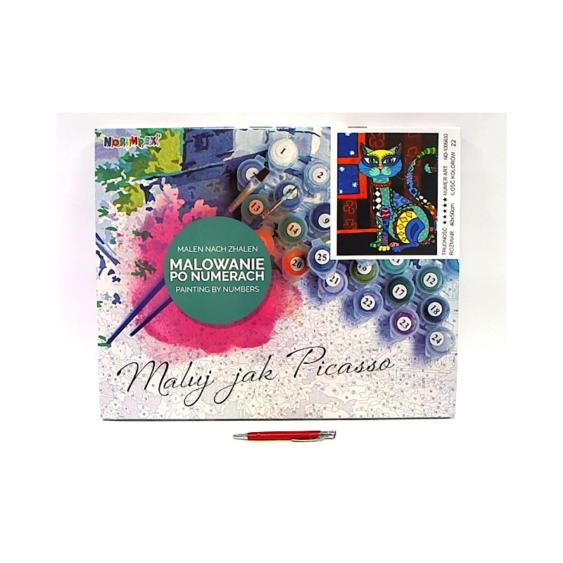  Malowanie po numer.Kot kolorowy 1005633