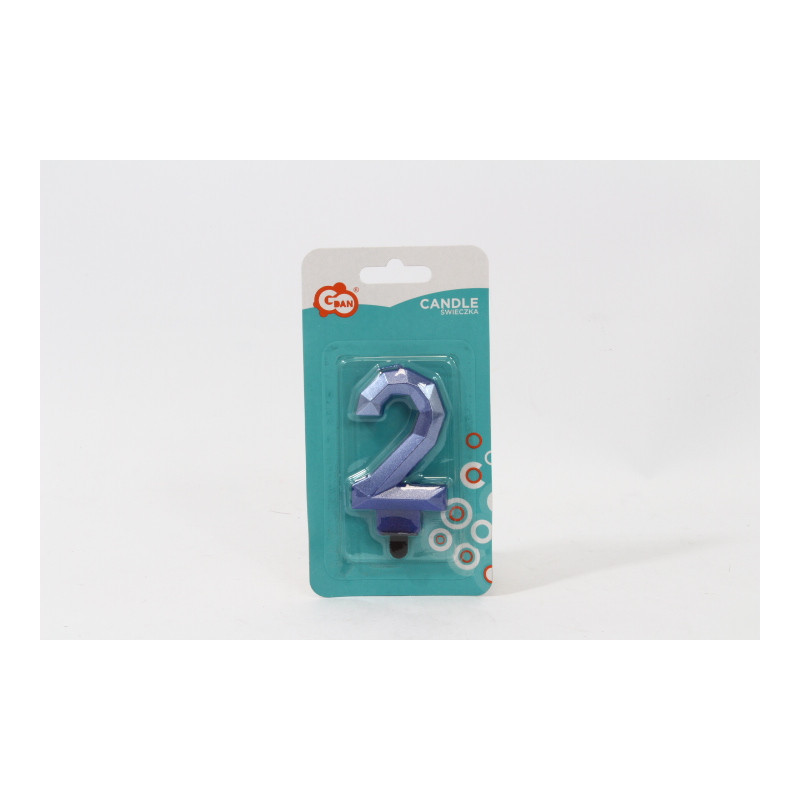 Świeczka cyfra 2 Diament met c.nieb PF-SDC2 62837