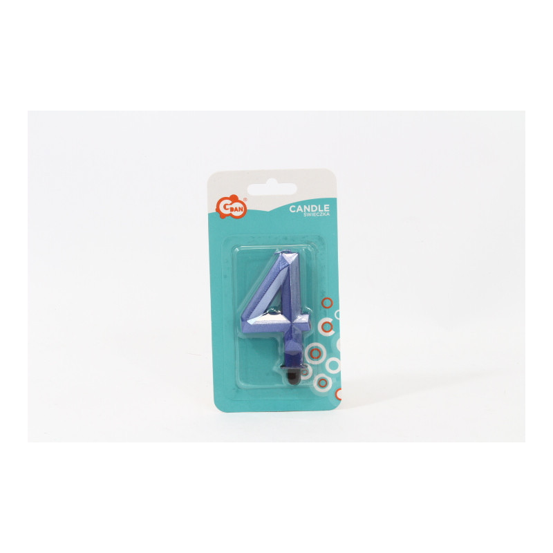 Świeczka cyfra 4 Diament met c.nieb PF-SDC4 62875