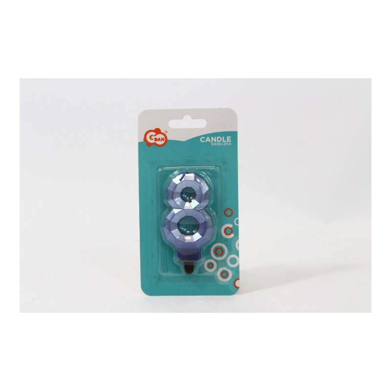 Świeczka cyfra 8 Diament met c.nieb PF-SDC8 62950