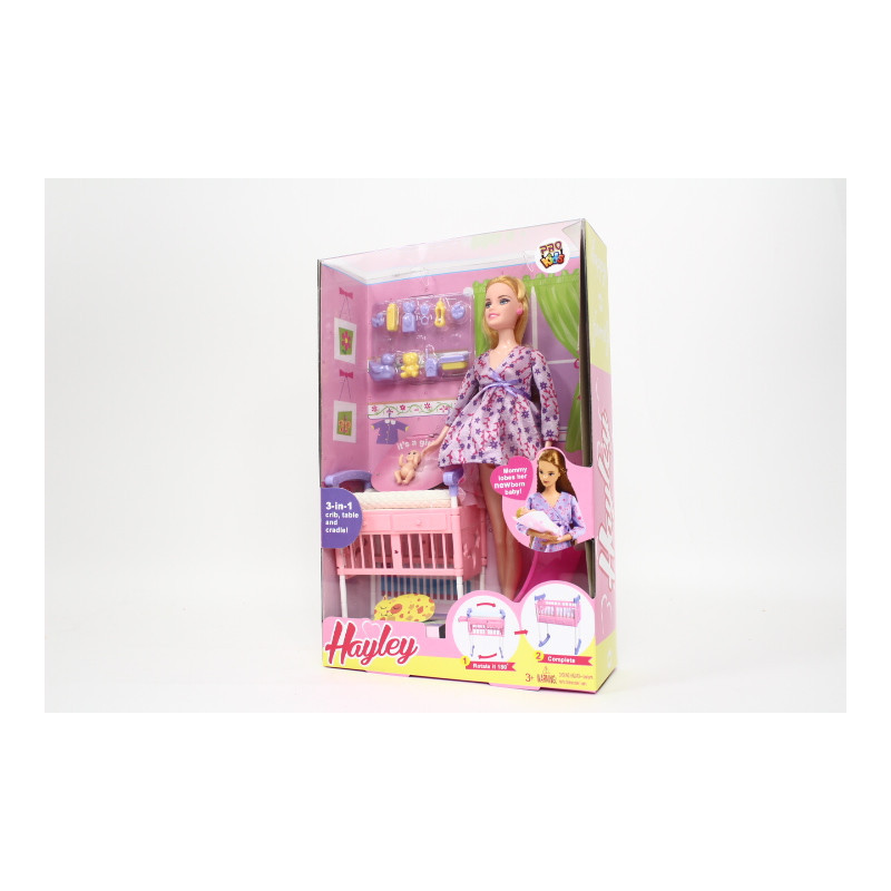  Lalka w ciąży z łóżeczkiem i akcesor.03167