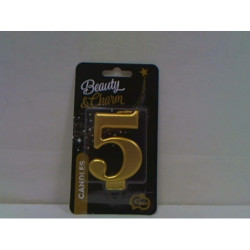 Świeczka B_C Cyfra5 metal złota 8cm PF-SCZ5 24354