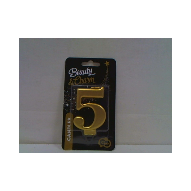 Świeczka B_C Cyfra5 metal złota 8cm PF-SCZ5 24354