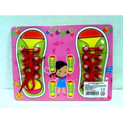 Drewniana nawlekanka puzzlowa - buty 02797