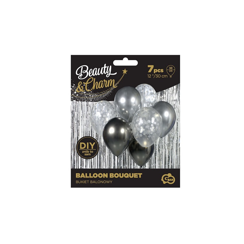 Bukiet balon.B_C srebro-grafit A7 BB-SRG7 35381