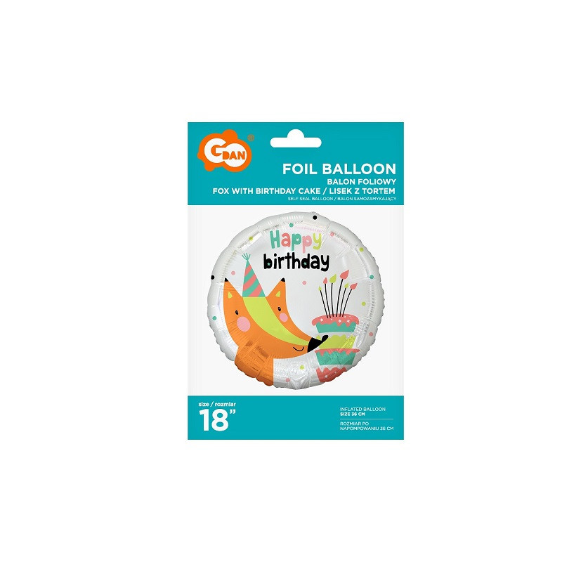 Balon foliowy 18" Lisek...HappyB-day FG-OBLS 49258