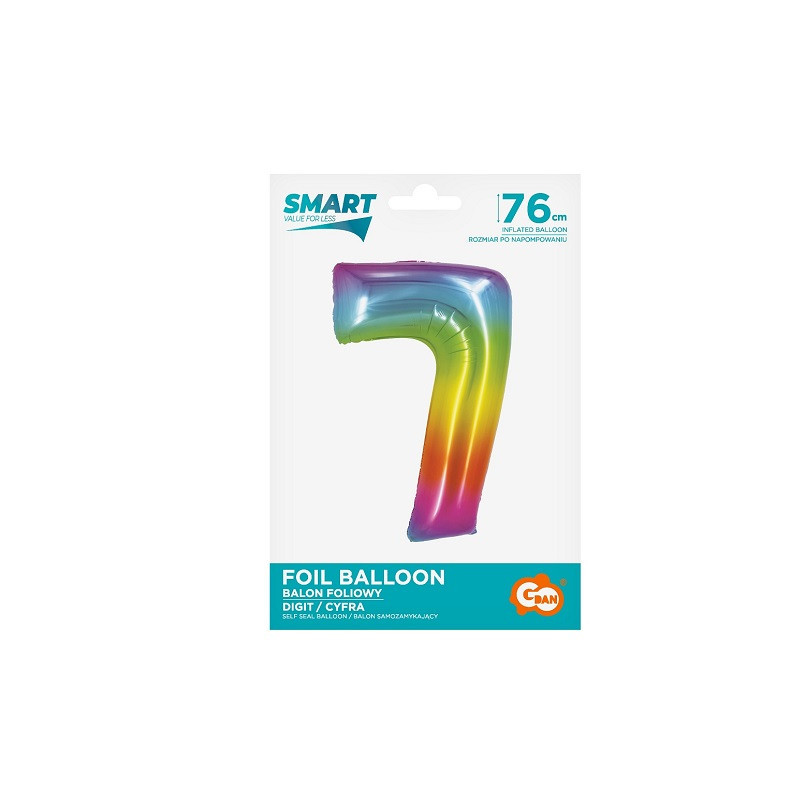 Balon foliowy Smart Cyfra7 tęcza76cm CH-STC7 45281