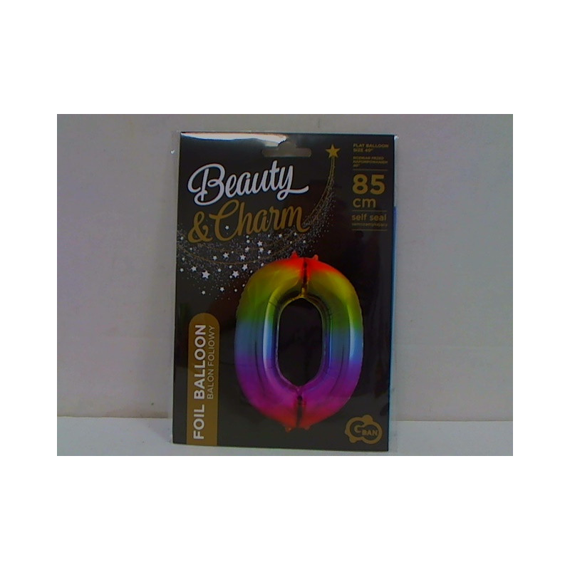 Balon foliowy Cyfra0 tęczowy 85cm HS-C34T0 20257