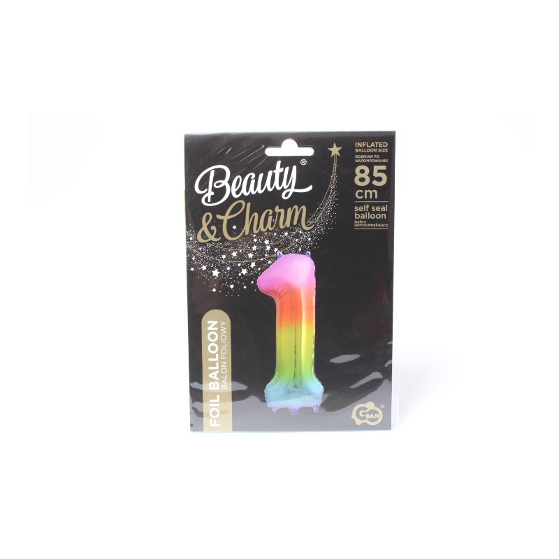 Balon foliowy Cyfra1 tęczowy 85cm HS-C34T1 20271