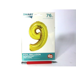 Balon foliowy Smart Cyfra9 złota76cm CH-SZL9 45618