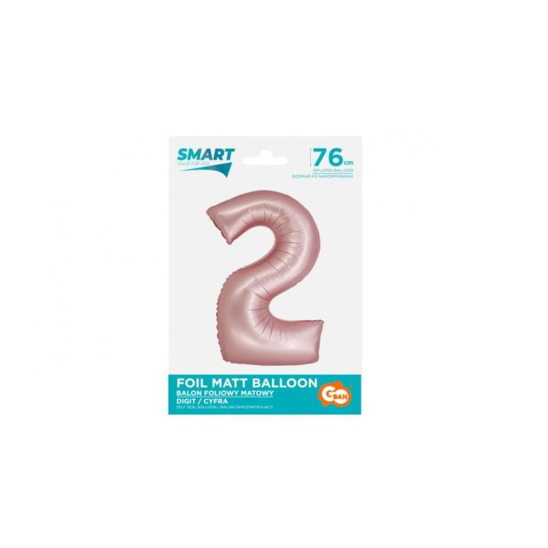Balon fol Smart Cyfra2 j.róż mat76cm CH-SJR2 59059