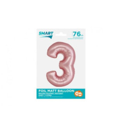 Balon fol Smart Cyfra3 j.róż mat76cm CH-SJR3 59073
