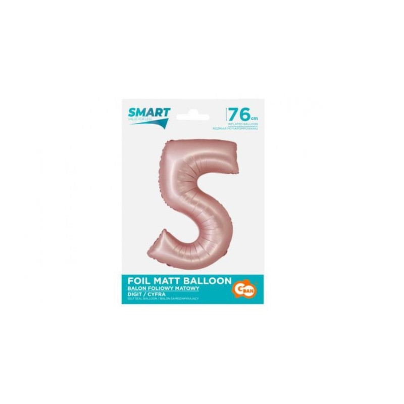 Balon fol Smart Cyfra5 j.róż mat76cm CH-SJR5 59110