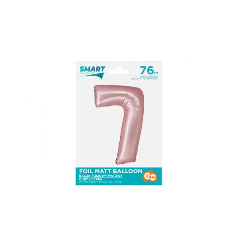 Balon fol Smart Cyfra7 j.róż mat76cm CH-SJR7 59158