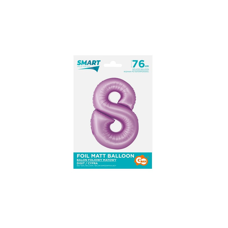 Balon fol Smart Cyfra8 lawendmat76cm CH-SLW8 58816