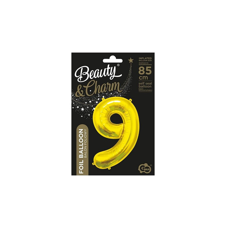 Balon folia B_C Cyfra9 złota 85cm CH-HZL9 81067
